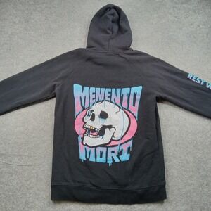 HVIII Brand Goods Hoodie‎ Mens Small Black Memento Mori Skull Graphic Streetwear
